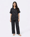 Sajiero Linen Pajama Suit - Bowelle - Black