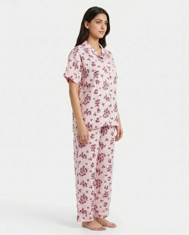 Sajiero Linen Pajama Suit - Rosina