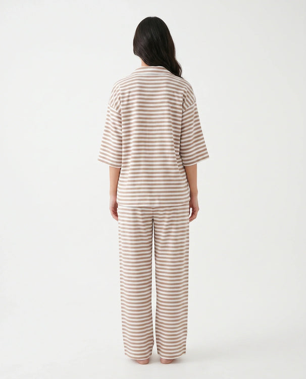 Sajiero Summer Loungewear Set - Monroe Stripe - Brown
