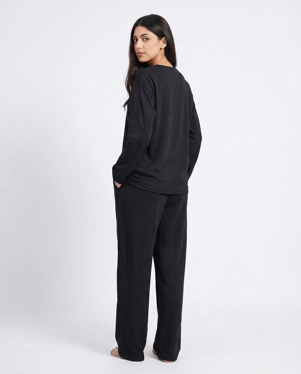 Sajiero Summer Loungewear Set - Serano Rib - Black
