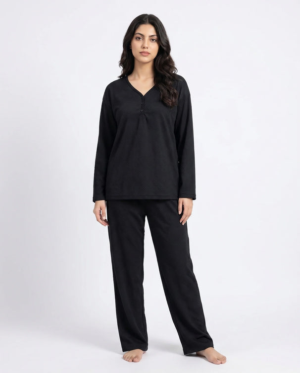 Sajiero Summer Loungewear Set - Serano Rib - Black