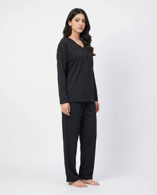 Sajiero Summer Loungewear Set - Serano Rib - Black