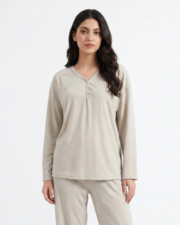 Sajiero Summer Loungewear Set - Serano Rib - Beige