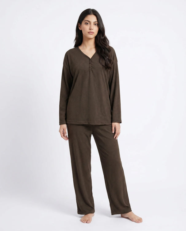 Sajiero Summer Loungewear Set - Serano Rib - Brown