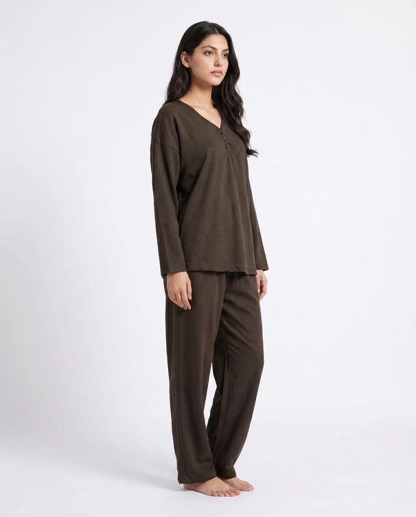 Sajiero Summer Loungewear Set - Serano Rib - Brown