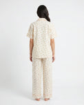 Sajiero Summer Crinkled Pajama Suit - Flora - Cream
