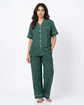 Sajiero Linen Pajama Suit - Emerald Ease