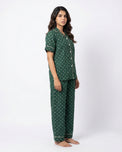 Sajiero Linen Pajama Suit - Emerald Ease