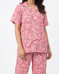 Sajiero Linen Pajama Suit - Rosy Meadow