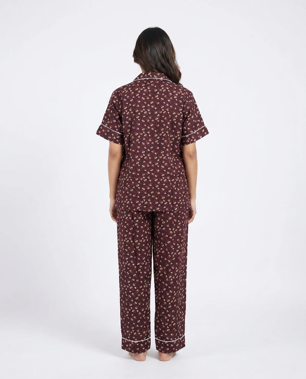 Sajiero Linen Pajama Suit - Amber Noir