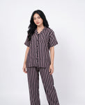 Sajiero Linen Pajama Suit - Velour Stripe