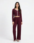 Sajiero Cotton PJ Set - Velour - Maroon