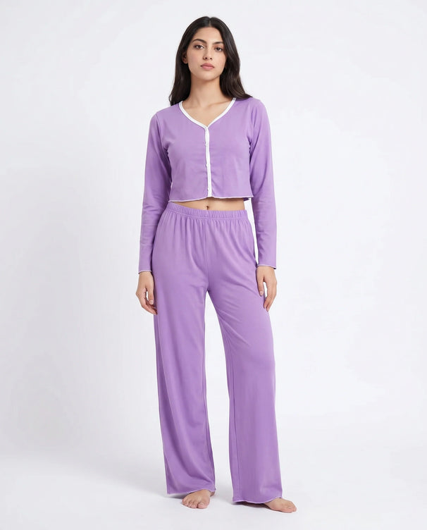 Sajiero Cotton PJ Set - Velour - Purple