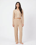 Sajiero Cotton PJ Set - Midnight Comfort - Beige