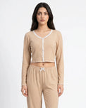 Sajiero Cotton PJ Set - Midnight Comfort - Beige