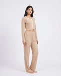 Sajiero Cotton PJ Set - Midnight Comfort - Beige