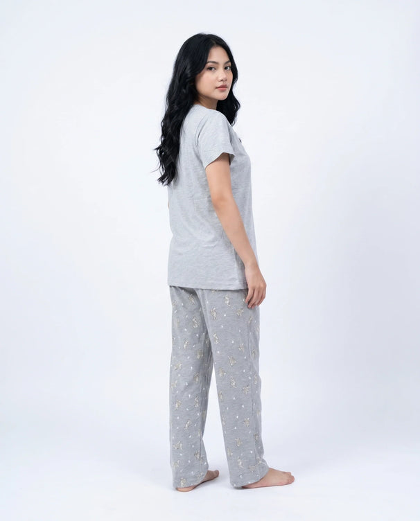 Sajiero Cotton PJ Set - Grey Bunny