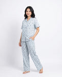 Sajiero Linen Pajama Suit - Floren - Sky Blue