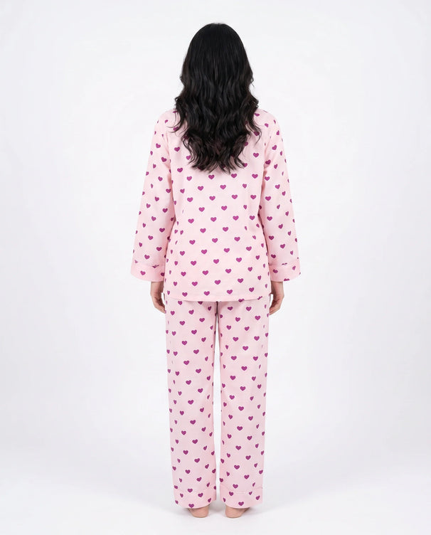 Sajiero Linen Pajama Suit - Heartbeat