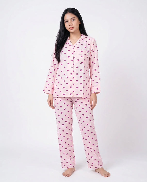 Sajiero Linen Pajama Suit - Heartbeat