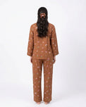 Sajiero Linen Pajama Suit - Mocha Flora