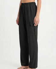 Sajiero Cotton Terry Cargo Trouser - Black