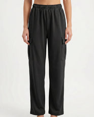 Sajiero Cotton Terry Cargo Trouser - Black