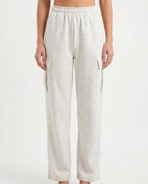 Sajiero Cotton Terry Cargo Trouser - White
