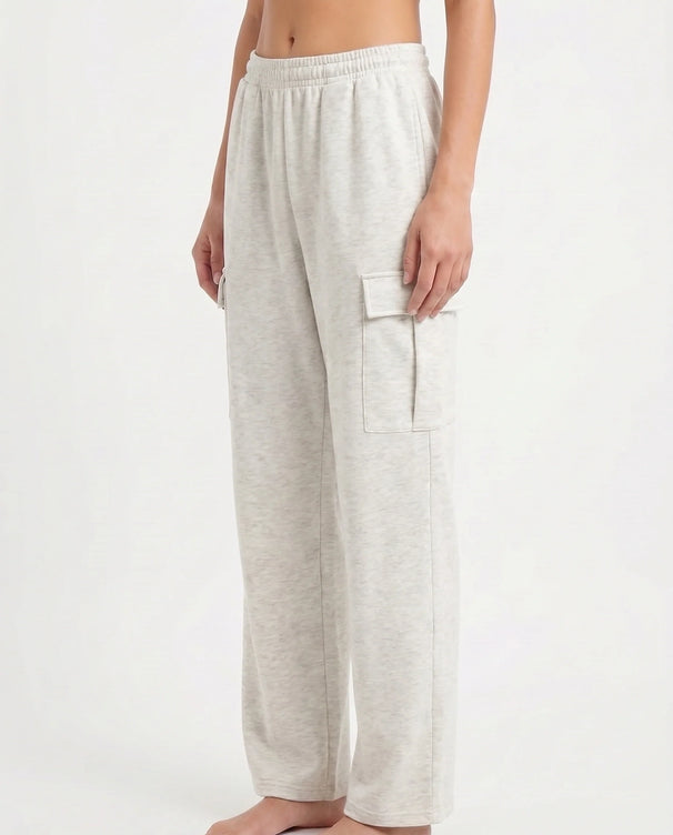 Sajiero Cotton Terry Cargo Trouser - White