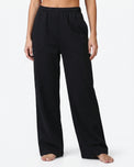 Sajiero Cotton Terry Wide Leg Trouser - Black