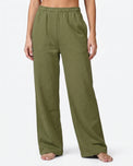 Sajiero Cotton Terry Wide Leg Trouser - Green