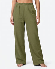 Sajiero Cotton Terry Wide Leg Trouser - Green