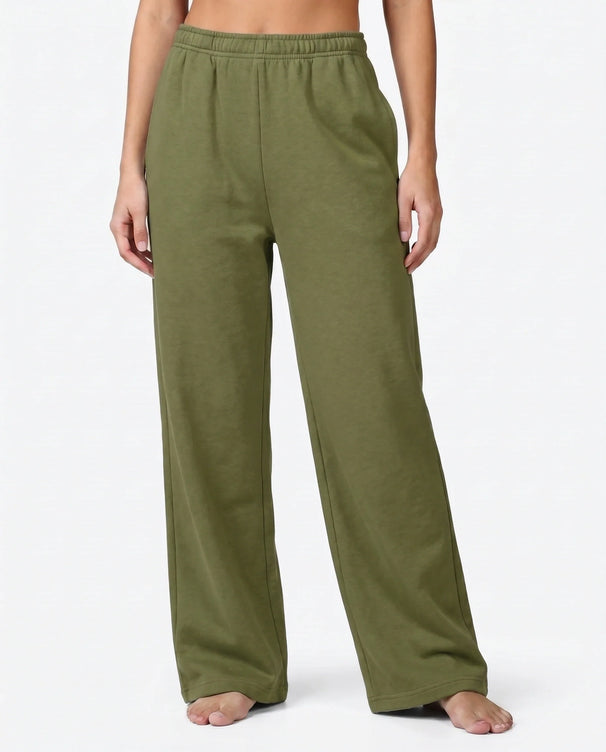 Sajiero Cotton Terry Wide Leg Trouser - Green