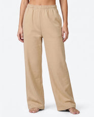Sajiero Cotton Terry Wide Leg Trouser - Beige