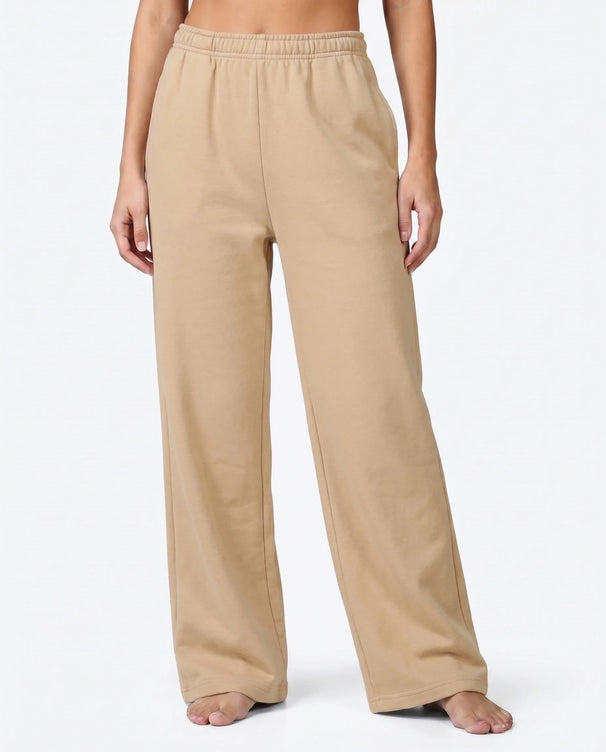 Sajiero Cotton Terry Wide Leg Trouser - Beige