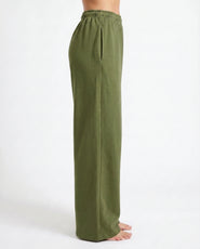 Sajiero Cotton Terry Wide Leg Trouser - Green