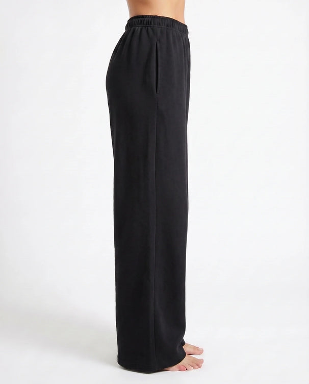 Sajiero Cotton Terry Wide Leg Trouser - Black