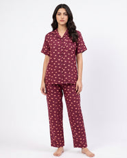 Sajiero Linen Pajam Suit - Sweet Heart