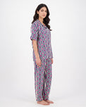 Sajiero Linen Pajama Suit - Midnight Stripe