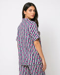 Sajiero Linen Pajama Suit - Midnight Stripe