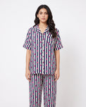 Sajiero Linen Pajama Suit - Midnight Stripe