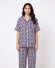 Sajiero Linen Pajama Suit - Midnight Stripe