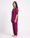 Sajiero Linen Pajama suit - Plum Heart