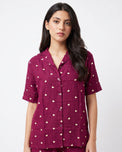 Sajiero Linen Pajama suit - Plum Heart
