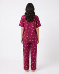 Sajiero Linen Pajama Suit - Crimson Flora