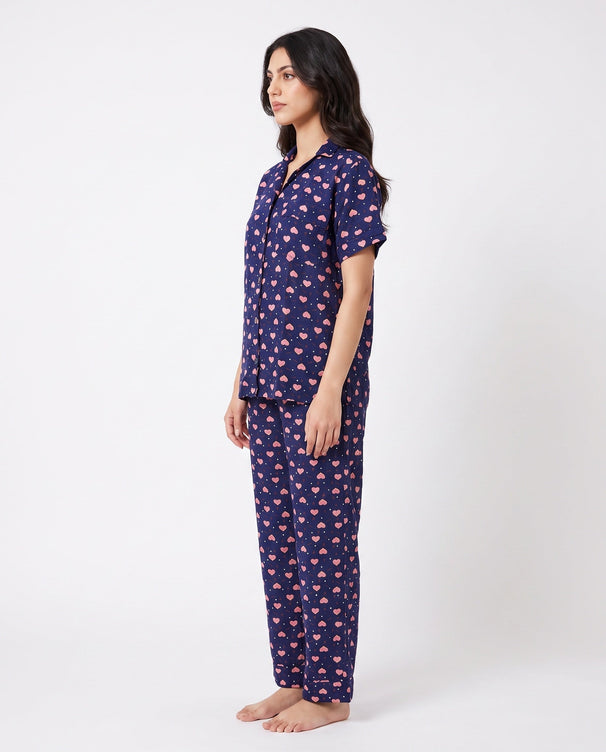 Sajiero Linen Pajama Suit - Juicy Heart