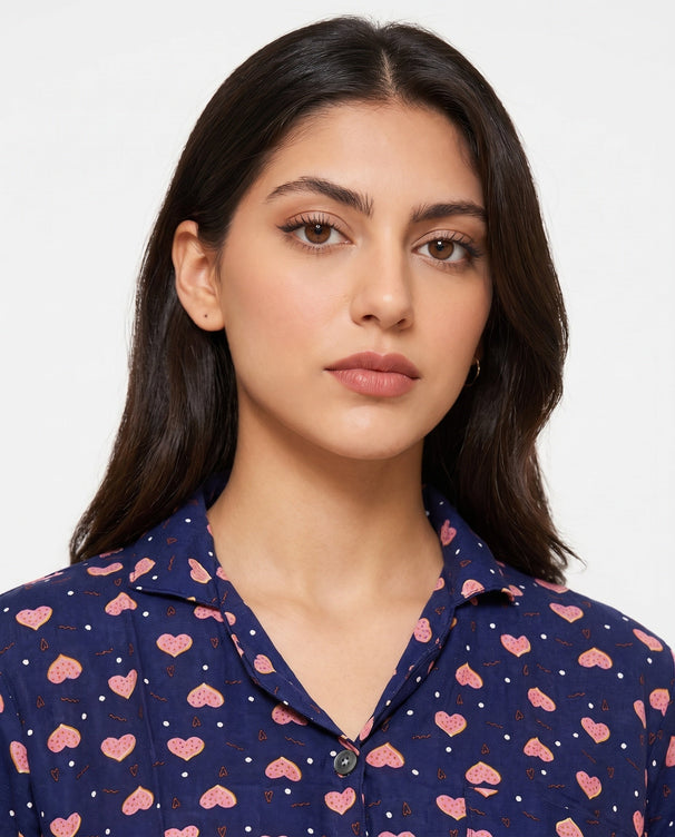 Sajiero Linen Pajama Suit - Juicy Heart