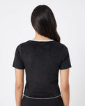 Sajiero Textured Velvet Crop Top - Classic Lounge