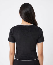 Sajiero Textured Velvet Crop Top - Classic Lounge