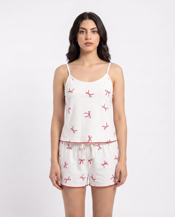 Sajiero Cotton Cami Set - Red Velvet